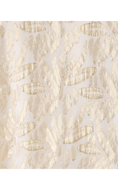 GIANA LONG SLEEVE SILK TOP, COCONUT LEAFY BABE METALLIC SILK CLIP