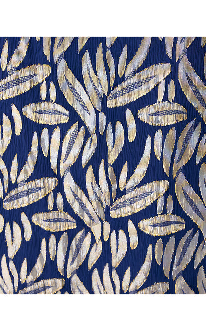 GIANA LONG SLEEVE SILK TOP, LOW TIDE NAVY LEAFY BABE METALLIC SILK CLIP