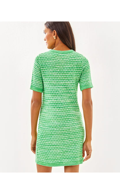 THEODORAH SWEATER DRESS, FAUNA GREEN METALLIC MARL