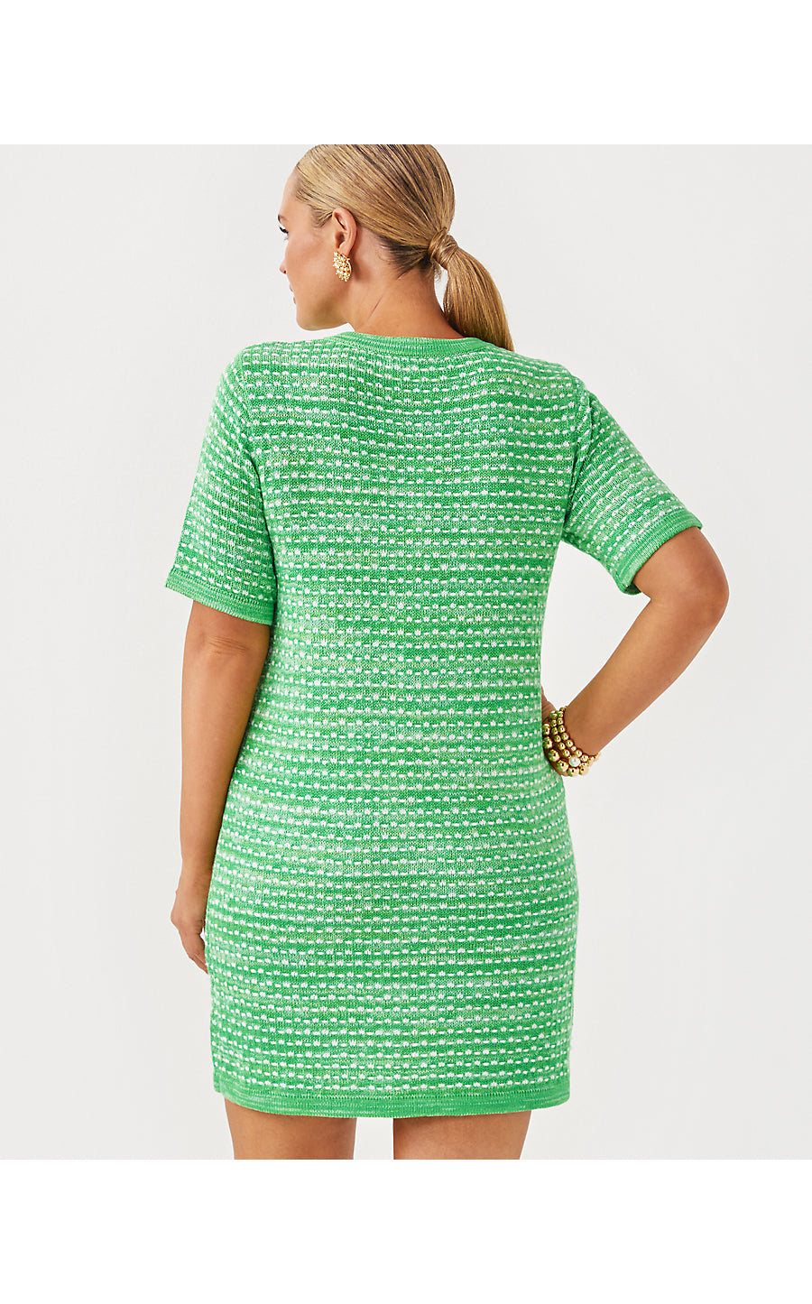 THEODORAH SWEATER DRESS, FAUNA GREEN METALLIC MARL