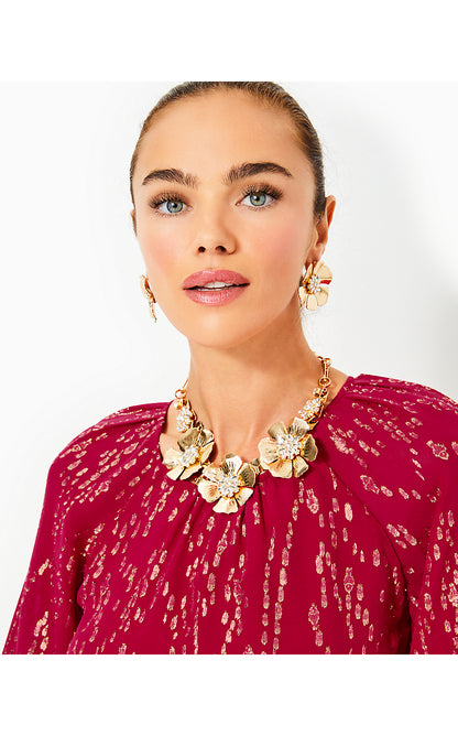 LIFES A PARTY NECKLACE, GOLD METALLIC