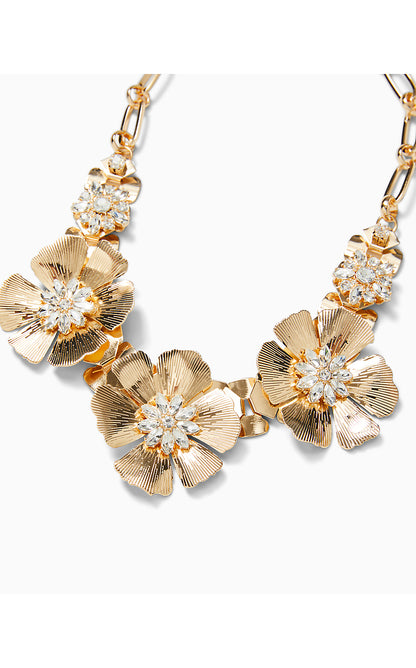 LIFES A PARTY NECKLACE, GOLD METALLIC