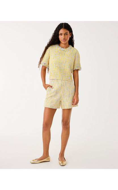 FOLIE CROPPED TOP, LIMONCELLO SPACEDYE STRIPE BOUCLE