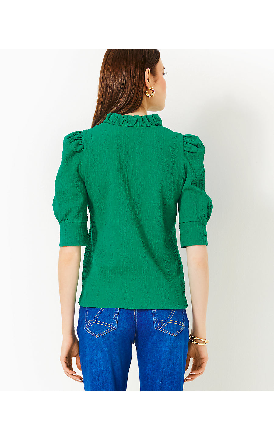 ELSEY KNIT TOP, FIDDLE LEAF GREEN WAVY KNIT JACQUARD