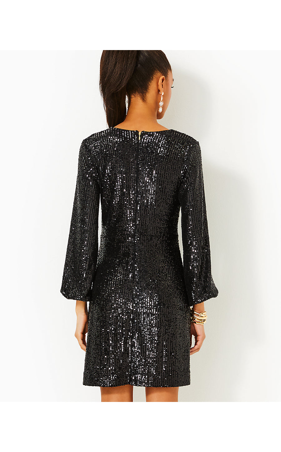 ESTRELLA SEQUIN DRESS, NOIR TREASURE BOX SEQUIN KNIT