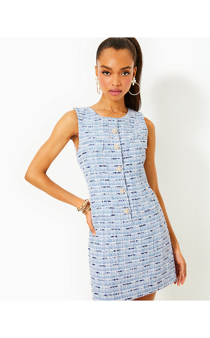 BINDY SHIFT ROMPER, BONAIRE BLUE COASTAL VIBES BOUCLE