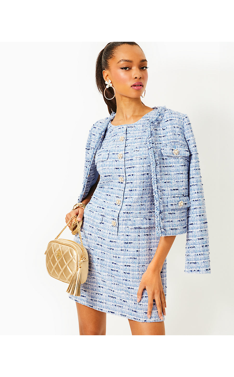 BINDY SHIFT ROMPER, BONAIRE BLUE COASTAL VIBES BOUCLE