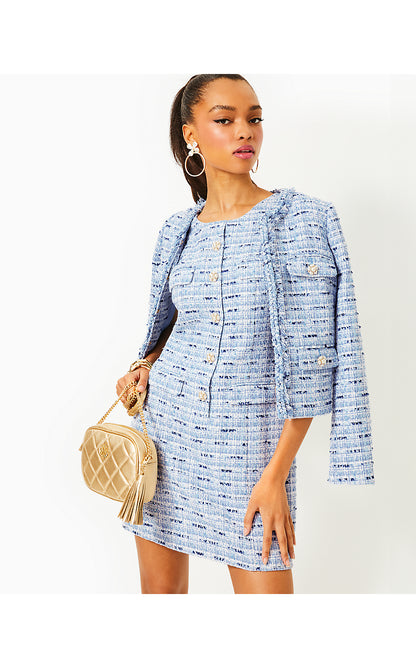 BINDY SHIFT ROMPER, BONAIRE BLUE COASTAL VIBES BOUCLE
