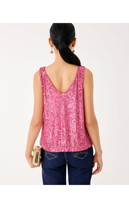 JARET KNIT TOP, SUN SHELL PINK TREASURE BOX SEQUIN KNIT