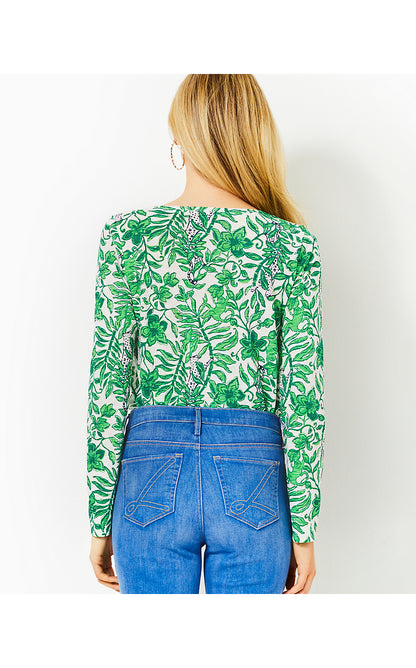 ETTA SCOOP-NECK LONG SLEEVE, FIDDLE LEAF GREEN LIL ESCAPE PLAN