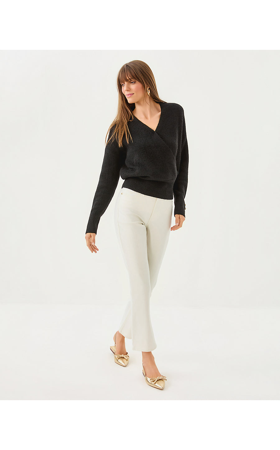 LIZA SHIMMER CROP FLARE JEAN, COCONUT METALLIC