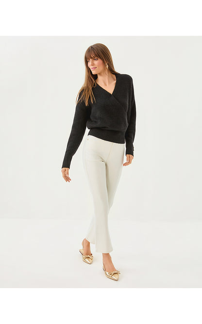 LIZA SHIMMER CROP FLARE JEAN, COCONUT METALLIC