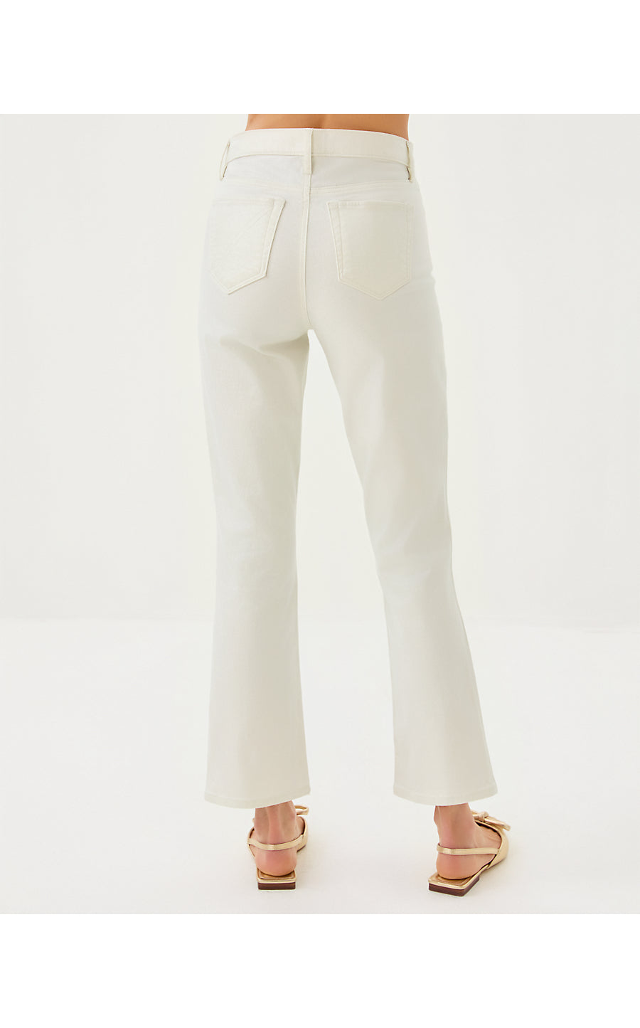 LIZA SHIMMER CROP FLARE JEAN, COCONUT METALLIC