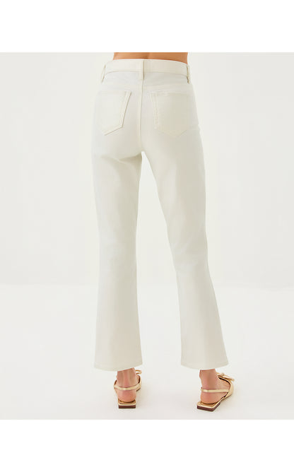 LIZA SHIMMER CROP FLARE JEAN, COCONUT METALLIC