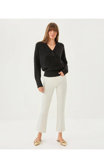 LIZA SHIMMER CROP FLARE JEAN, COCONUT METALLIC