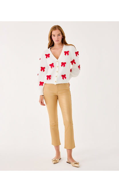 LIZA SHIMMER CROP FLARE PANT, GOLD METALLIC