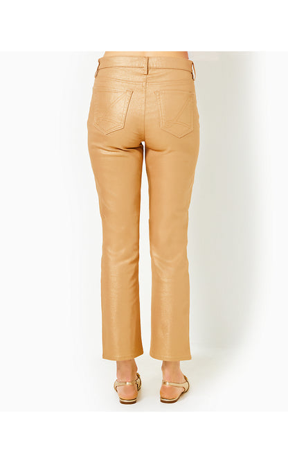 LIZA SHIMMER CROP FLARE PANT, GOLD METALLIC