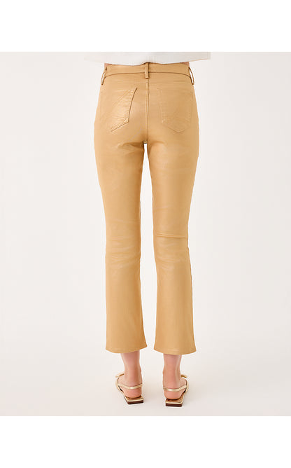 LIZA SHIMMER CROP FLARE PANT, GOLD METALLIC
