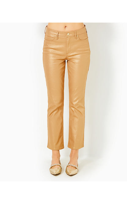 LIZA SHIMMER CROP FLARE PANT, GOLD METALLIC