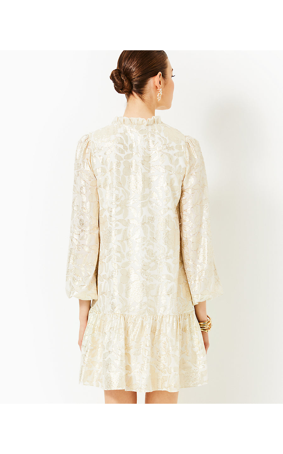 EVALINE SILK DRESS, COCONUT FLORAL BLOOM SILK CLIP