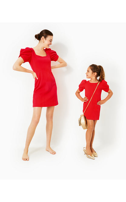 TASLIM SHIFT, ROCOCO RED WAVY KNIT JACQUARD