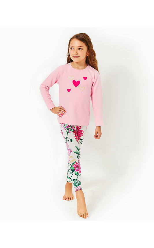 MINI BALLAD SWEATSHIRT, CONCH SHELL PINK HEARTS EMBELLISHMENT CHILDRENS