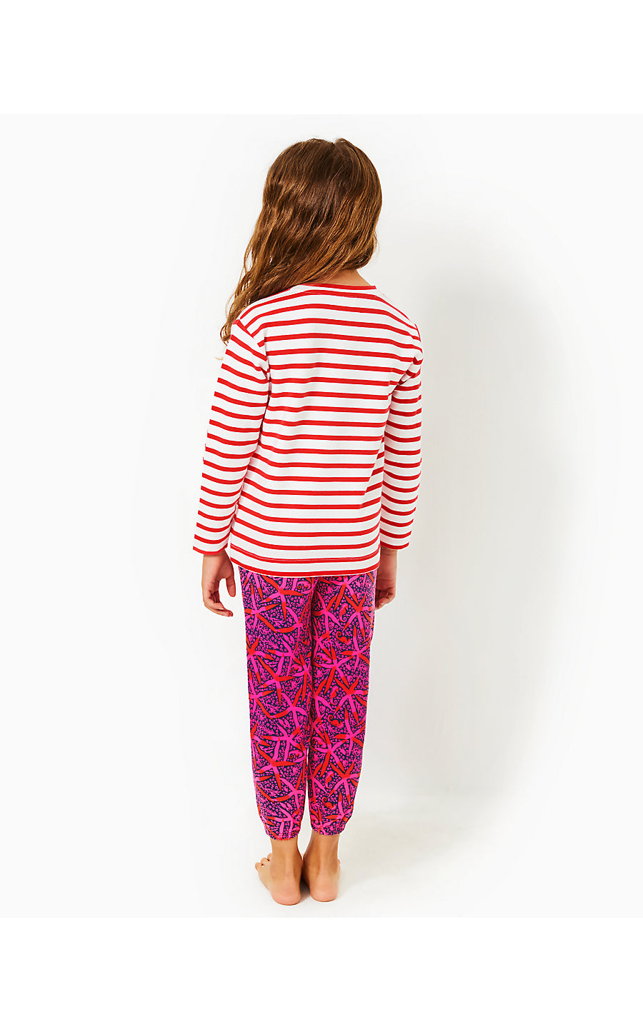 MINI BALLAD SWEATSHIRT, ROCOCO RED COASTAL STRIPE STARFISH EMBELLISHMENT CHILDRENS