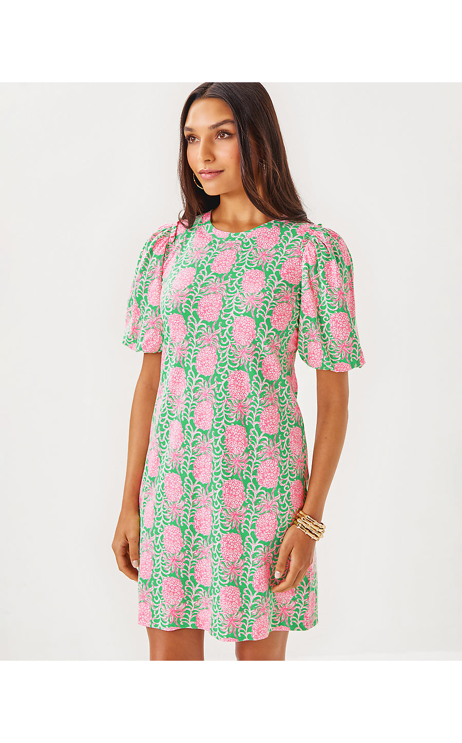 MERCER DRESS, FAUNA GREEN PARTY LIKE A PINEAPPLE