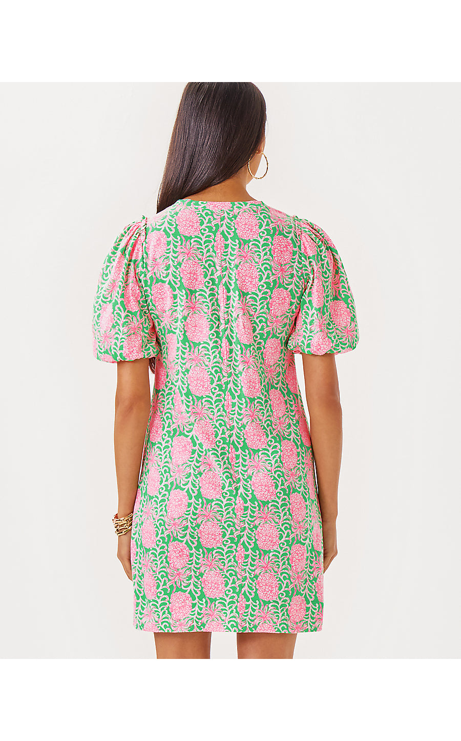 MERCER DRESS, FAUNA GREEN PARTY LIKE A PINEAPPLE