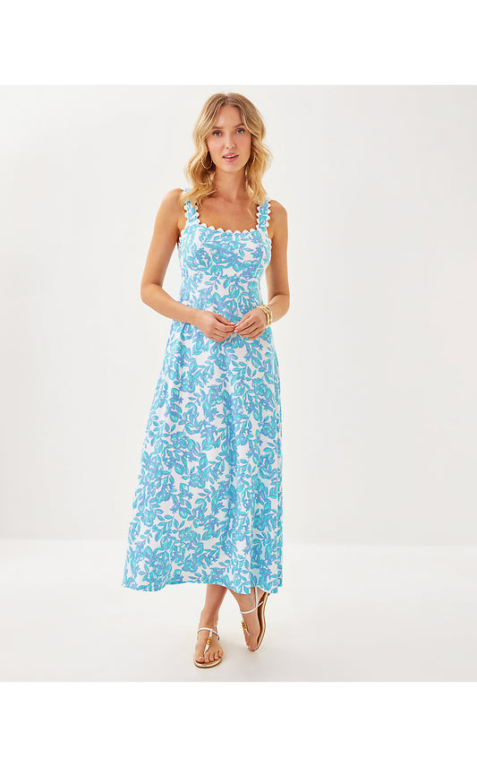 DWYER MIDI DRESS, JACARANDA BLUE SIMPLY THE ZEST