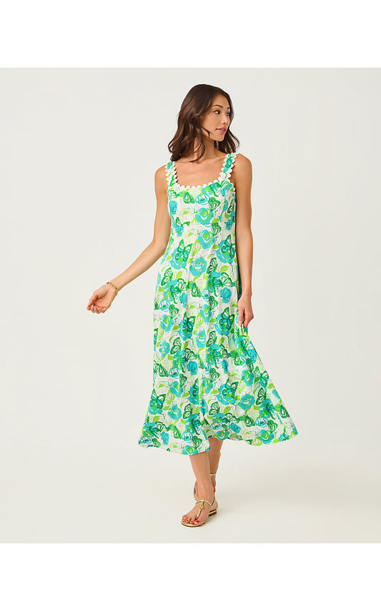 DWYER MIDI DRESS, RESORT WHITE MONARCH ROSE