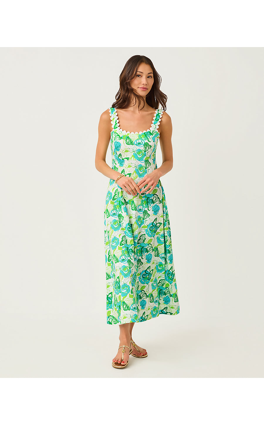 DWYER MIDI DRESS, RESORT WHITE MONARCH ROSE