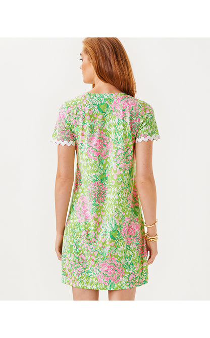 CODY SHORT SLEEVE DRESS, FAUNA GREEN LIME FEELING GOOD