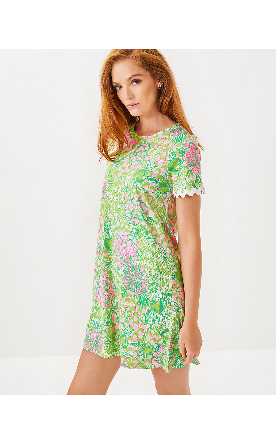 CODY SHORT SLEEVE DRESS, FAUNA GREEN LIME FEELING GOOD