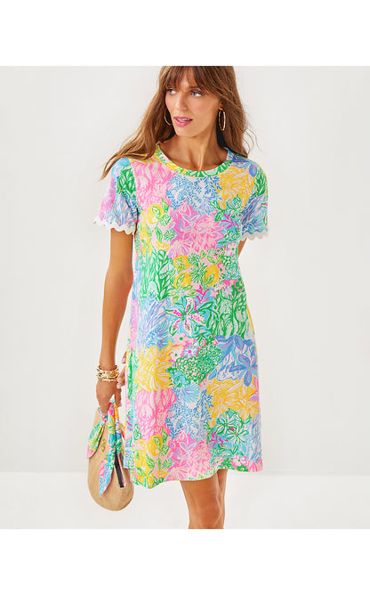 CODY SHORT SLEEVE DRESS, MULTI BRIGHT DELIGHT PATCH