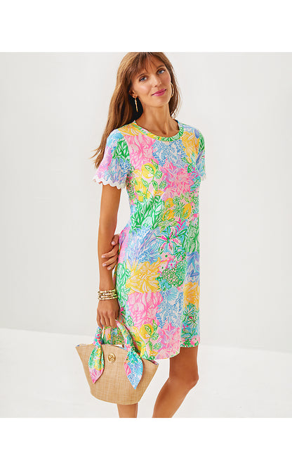 CODY SHORT SLEEVE DRESS, MULTI BRIGHT DELIGHT PATCH