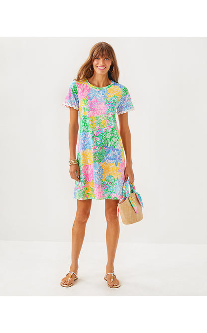 CODY SHORT SLEEVE DRESS, MULTI BRIGHT DELIGHT PATCH
