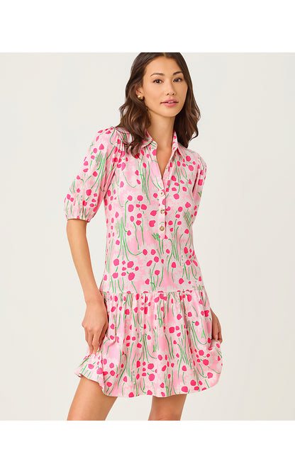 BINGLEY DRESS, CONCH SHELL PINK SUNNY DAISIES