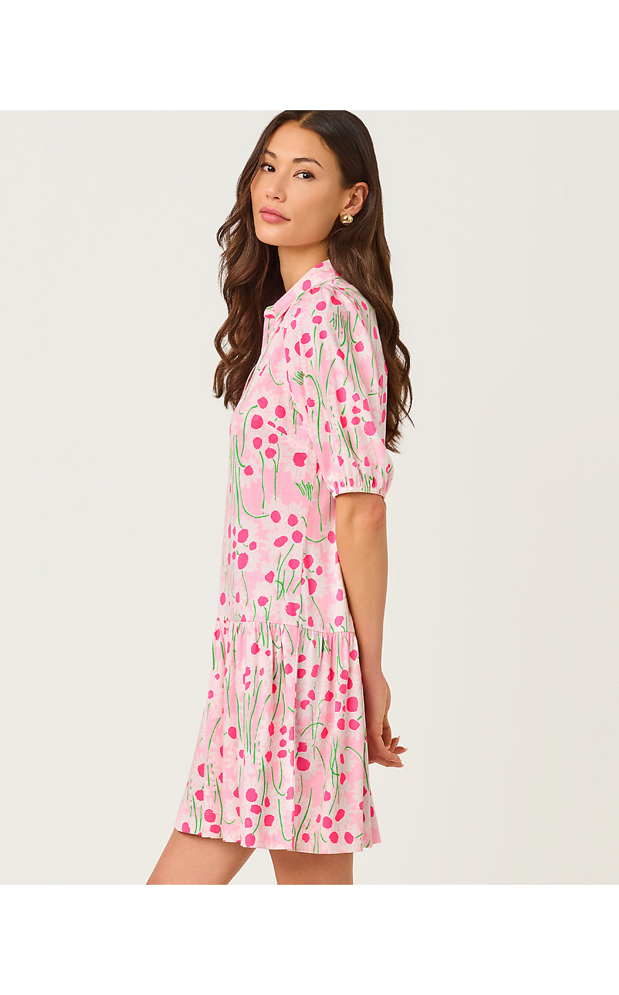 BINGLEY DRESS, CONCH SHELL PINK SUNNY DAISIES