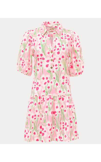 BINGLEY DRESS, CONCH SHELL PINK SUNNY DAISIES
