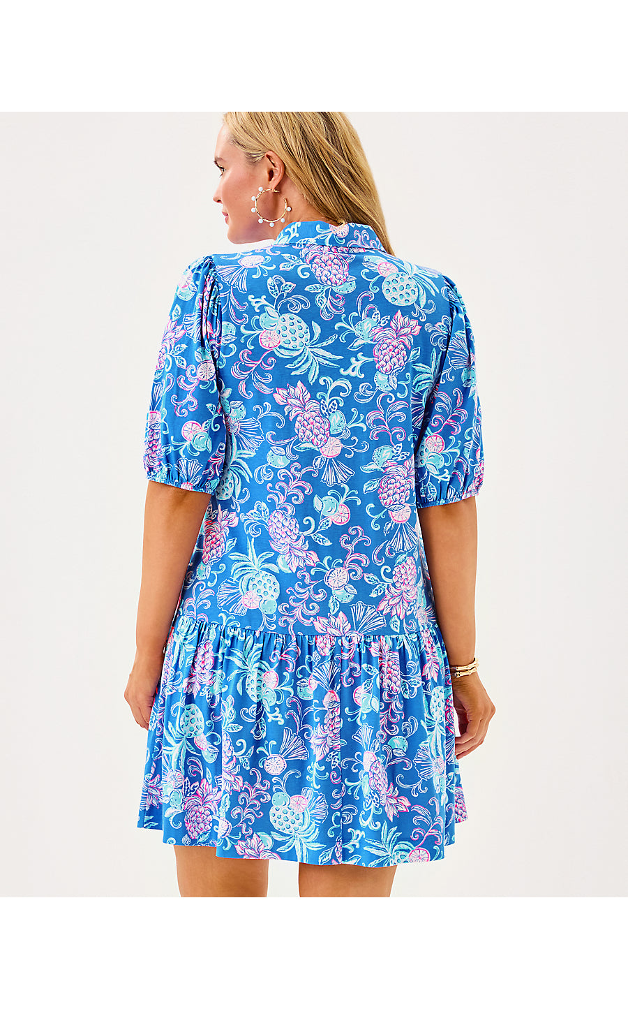 BINGLEY DRESS, SUNWASHED BLUE CITRUS CRUSH