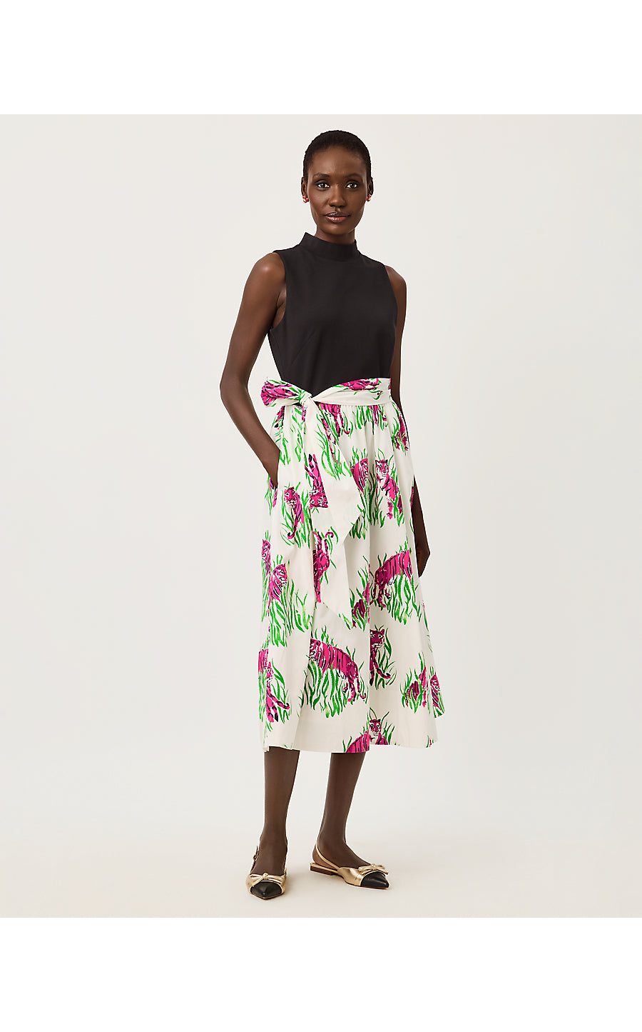 PRIMA MIDI DRESS, COCONUT CAMOUFLAGE CATWALK