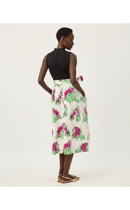 PRIMA MIDI DRESS, COCONUT CAMOUFLAGE CATWALK