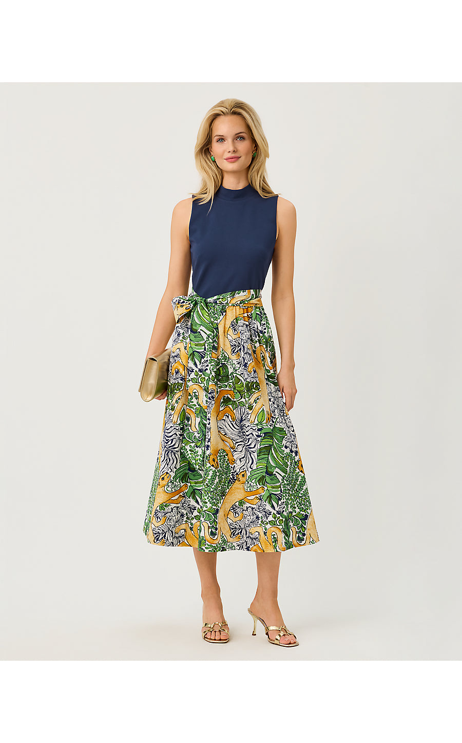 PRIMA MIDI DRESS, MULTI PALM PROWL