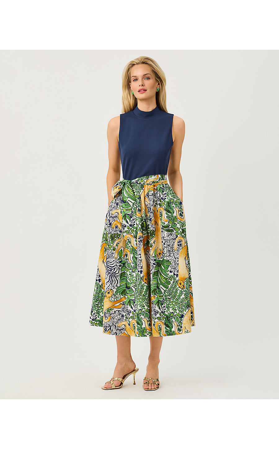PRIMA MIDI DRESS, MULTI PALM PROWL