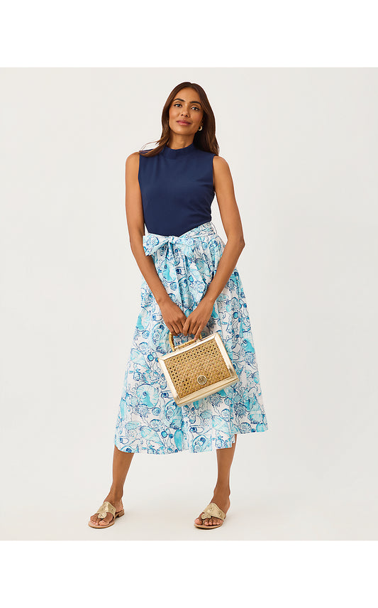 PRIMA MIDI DRESS, RESORT WHITE SHELL SHINE