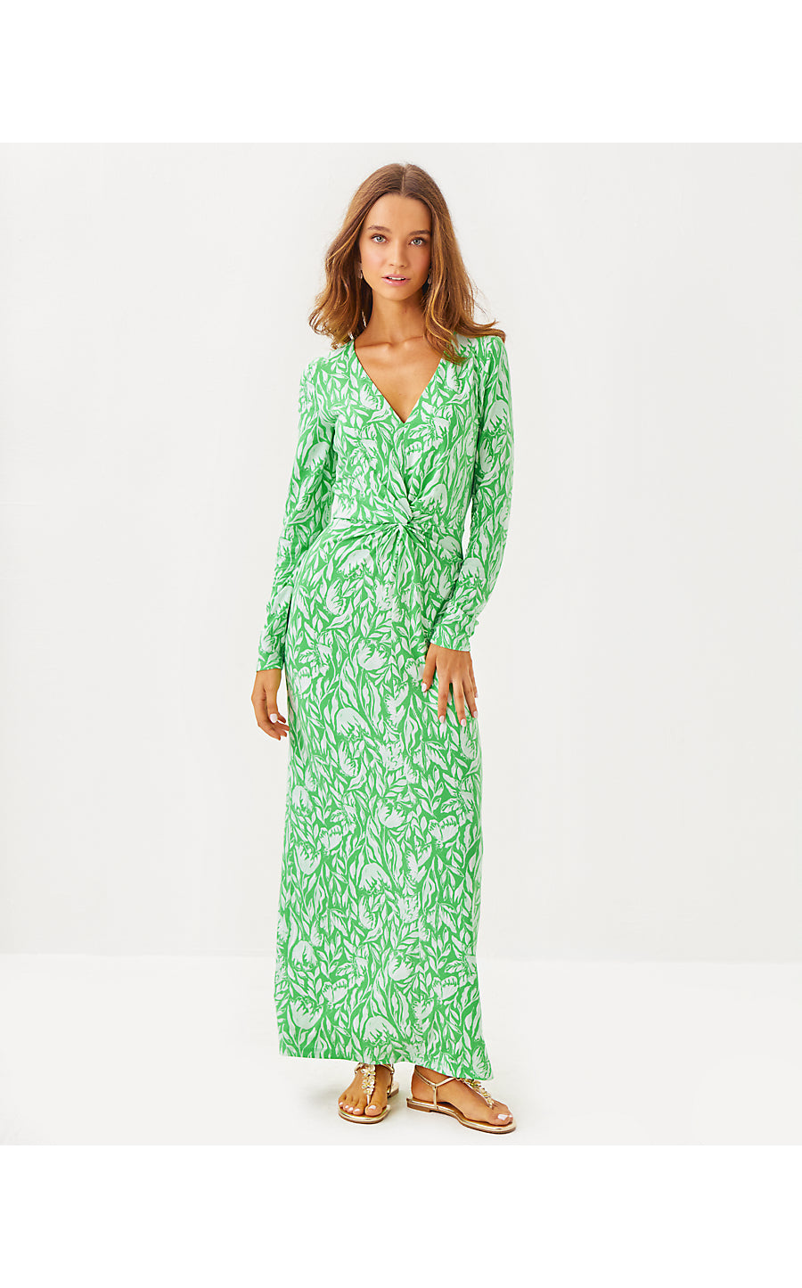 TILLI MAXI DRESS, FAUNA GREEN TULIP TO TANGO