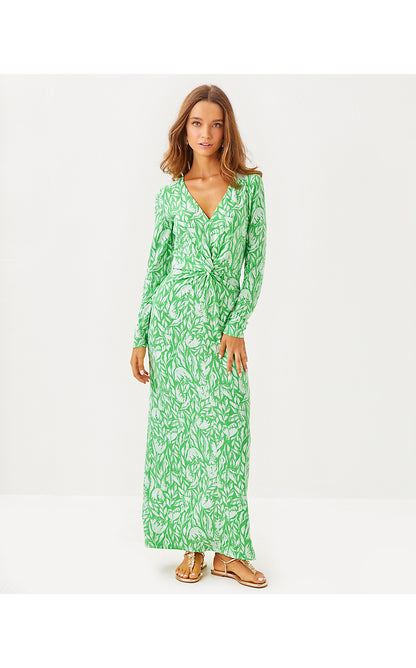 TILLI MAXI DRESS, FAUNA GREEN TULIP TO TANGO