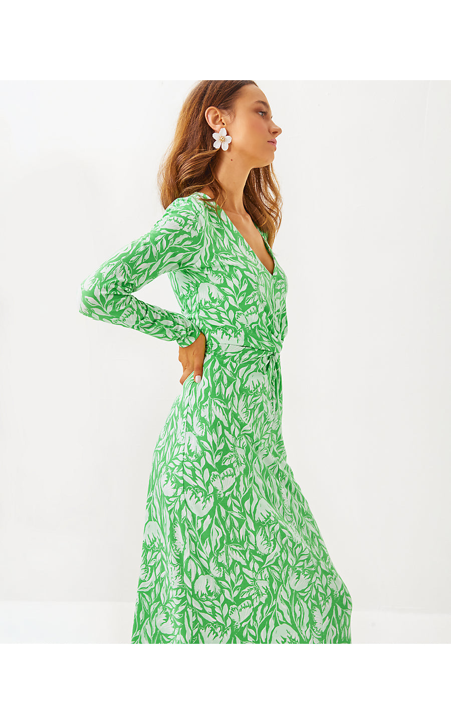 TILLI MAXI DRESS, FAUNA GREEN TULIP TO TANGO