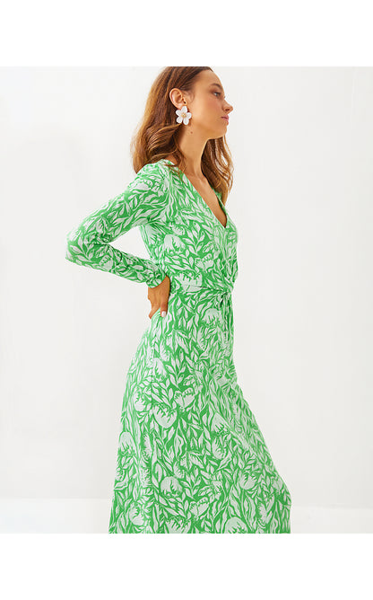 TILLI MAXI DRESS, FAUNA GREEN TULIP TO TANGO